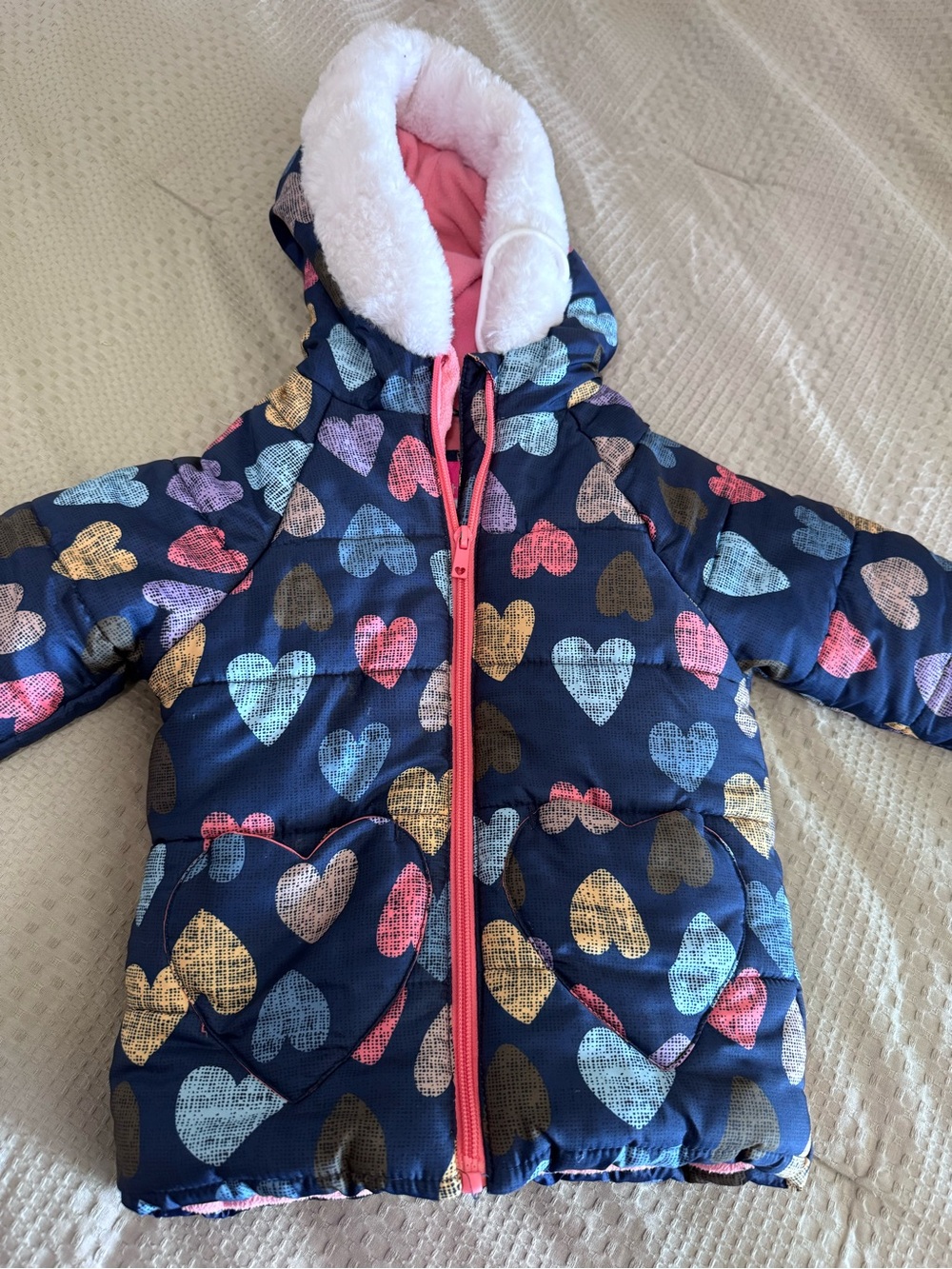 Wippette Coral Pink Fleece Jacket with Navy Patch Label